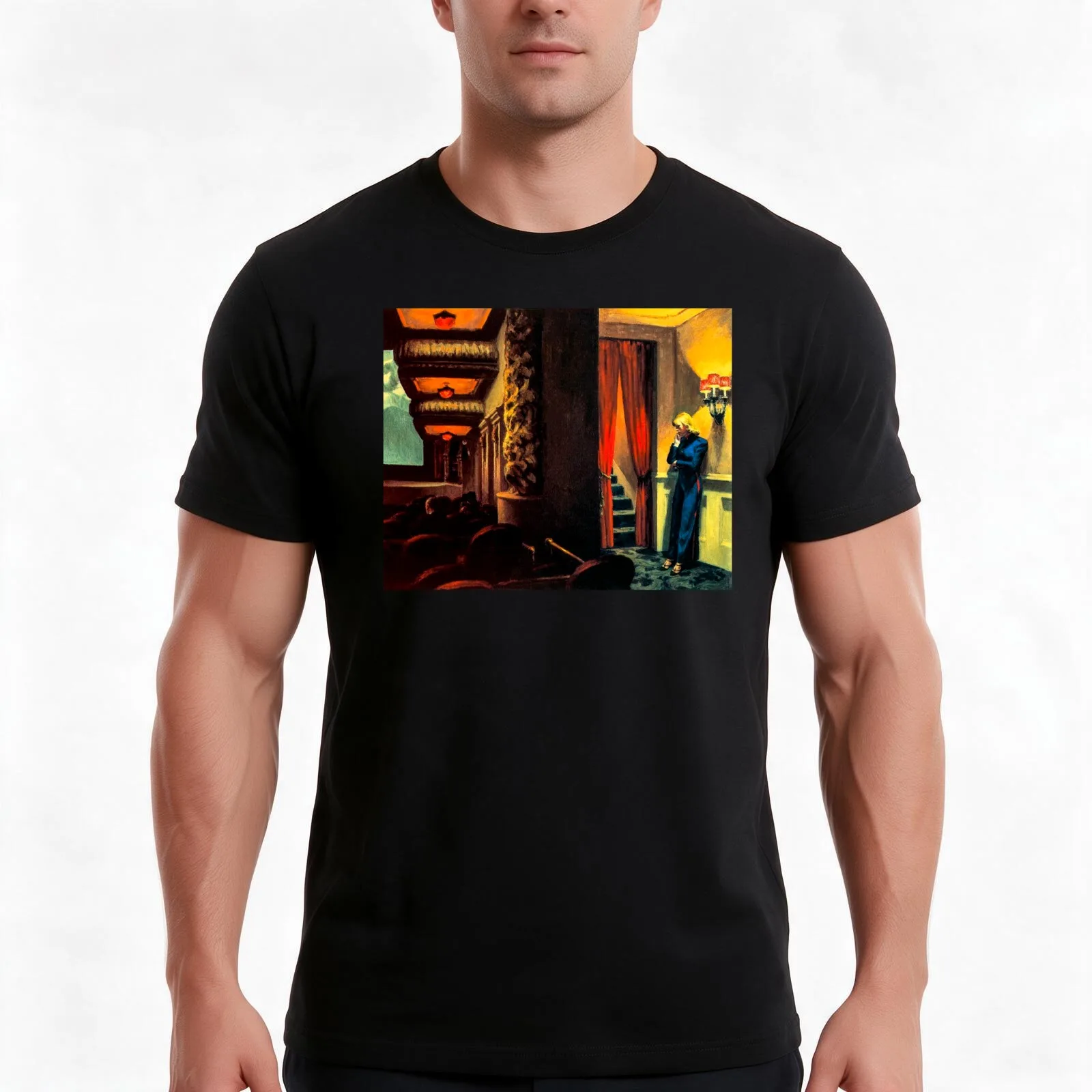 New York Movie by Edward Hopper T-Shirt Summer Casual Cotton Tee Oversized Streetwear Tops Vintage Graphic Print 100% Cotton