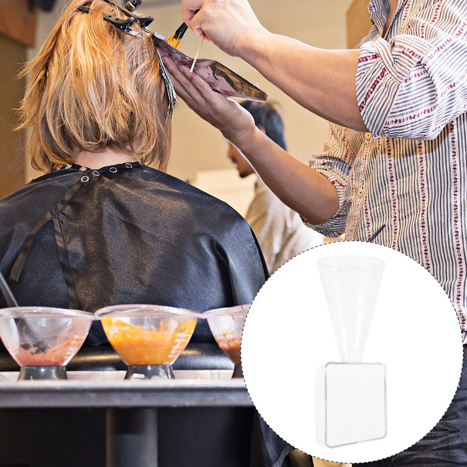 

5PCS Measuring Cups Hair Coloring Tint Cups Plastic Graduated Scale Spoon Set Mixing Tools Transparent Design Easy Read Marks