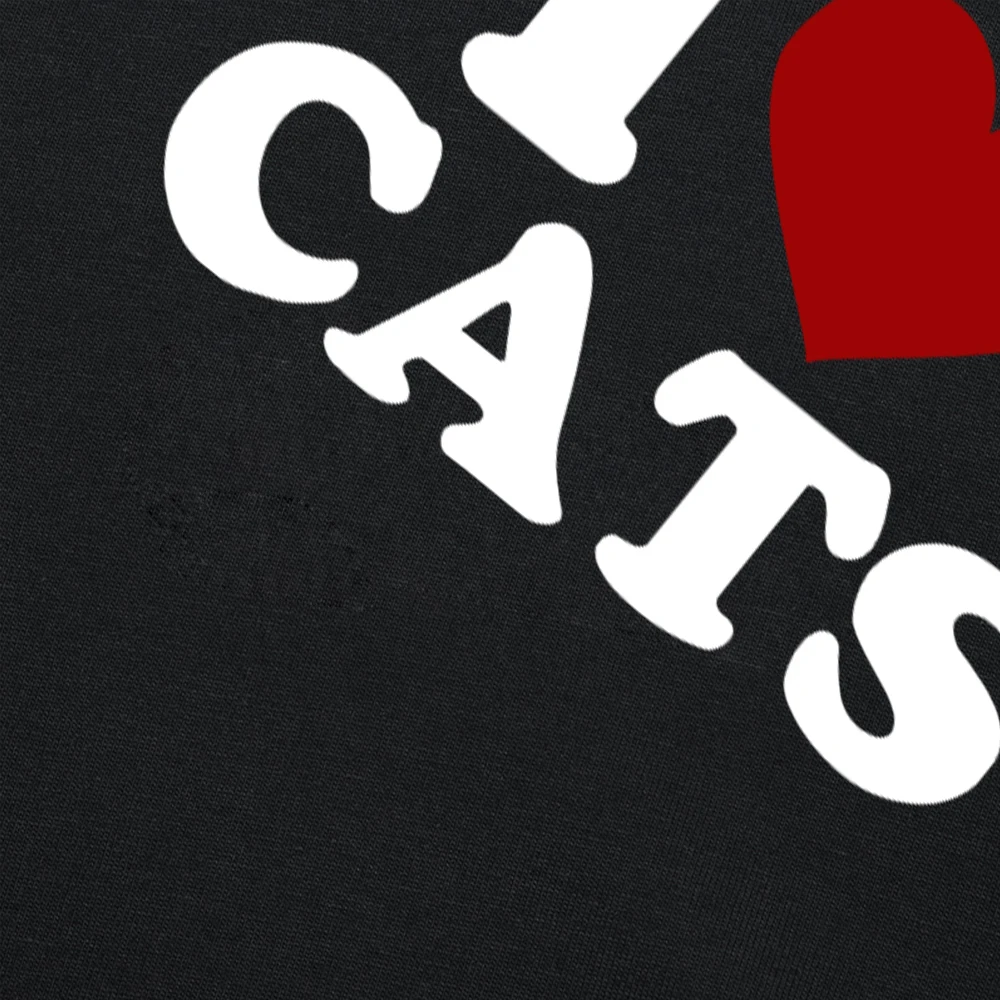 Ich Liebe Katzen 100% Baumwolle T-Shirts für Männer und Frauen Modischer Aufdruck T-Shirt Locker Übergroß Streetwear Hip Hop Unisex T-Shirt – Detail 3