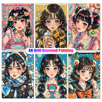 AB Diamond Painting Cartoon Girl Mosaic Cross Stitch Inlaid Water Diamond Embroidery Art Diamond Handicraft Hobby Set Gift