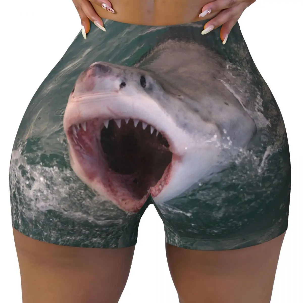 

Изготовленные на заказ немецкие белые зубы акулы, волейбольные байкерские спортивные шорты для женщин, спортивные шорты для йоги