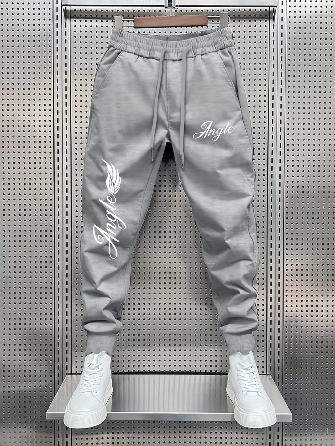 Elegant‑chic angle letter angel wing graphic stylish tapered sweatpants men hip hop sports jogger trousers