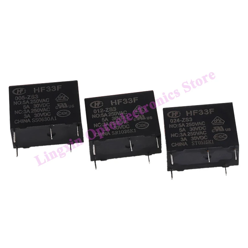 10Pcs/lot HF33F - 005 012 024 - HS3 HSL3 4Pin / ZS3 5Pin 5A 250VAC JZC-33F HF33F-012-HS3 HF33F-024-ZS3 DC 5V 12V 24V Relays