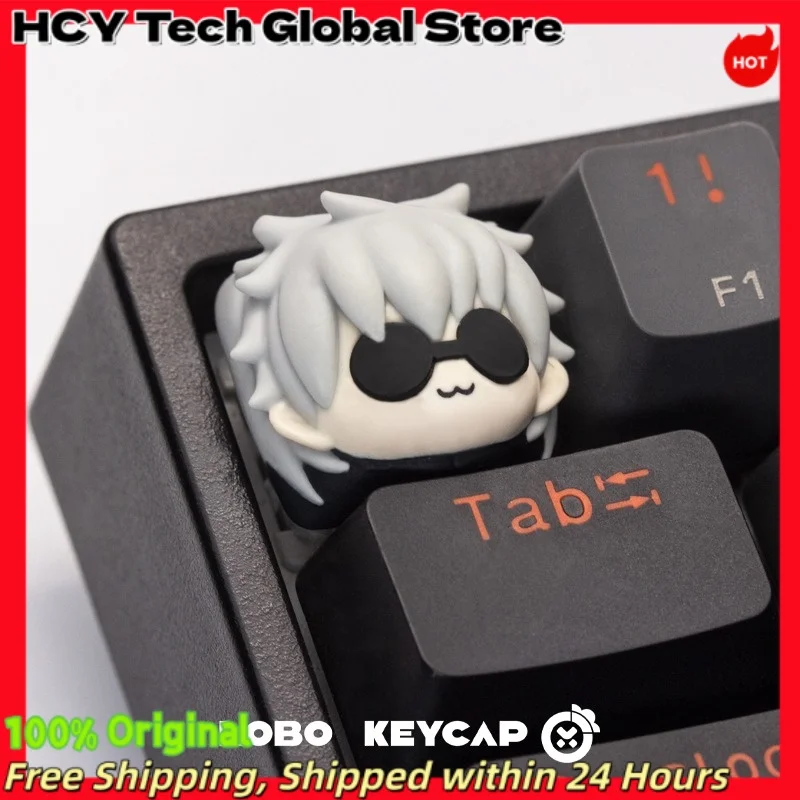 Jujutsu Kaisen Gojo Satoru Anime Keycaps Custom Resin Cute Artisan Keycaps Mechanical Keyboard Desktop Ornament Gift Collectible