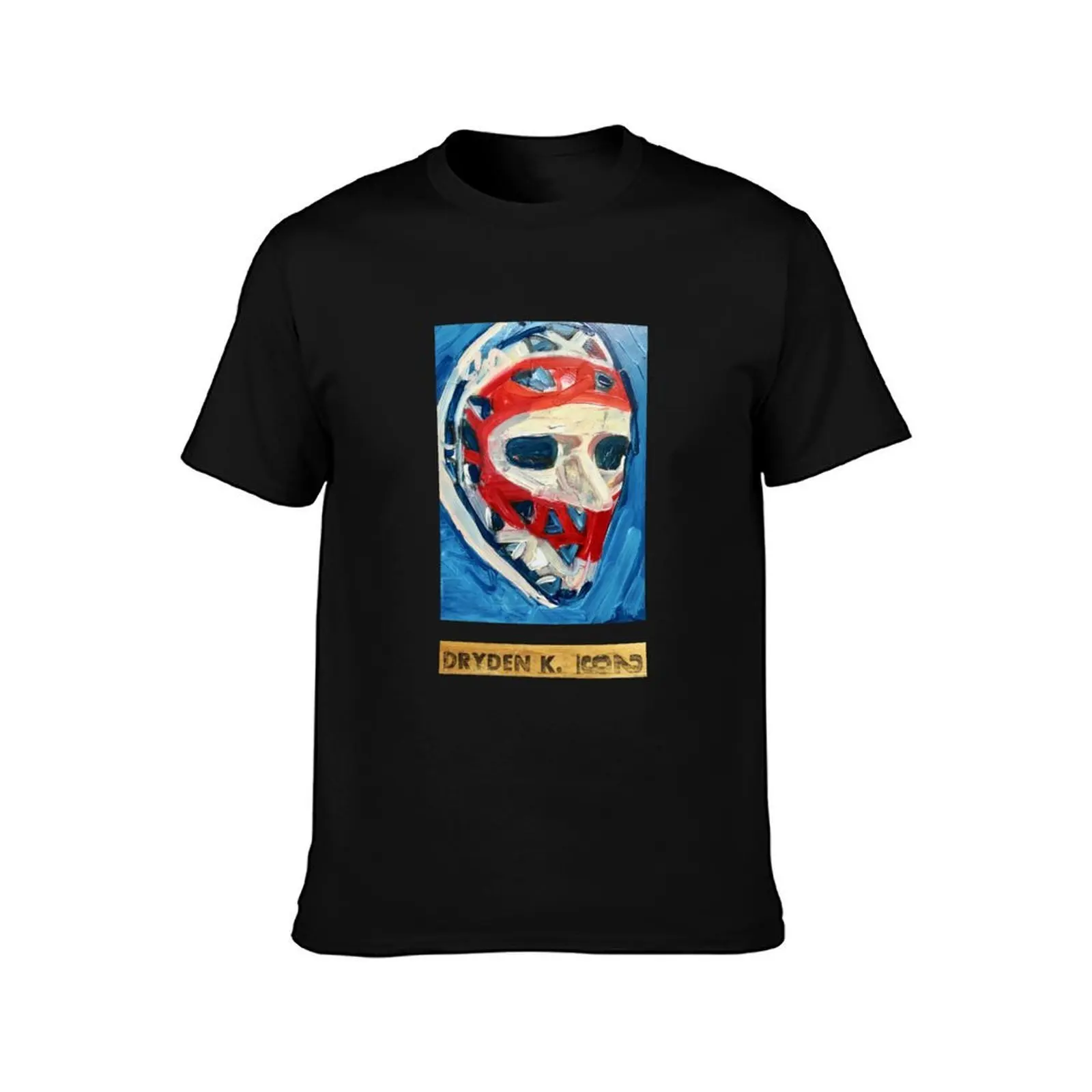 Ken Dryden Mask (original painting) and stick T-Shirt, Summer Casual Cotton Tee, Oversized Streetwear Tops, Unisex Men Women