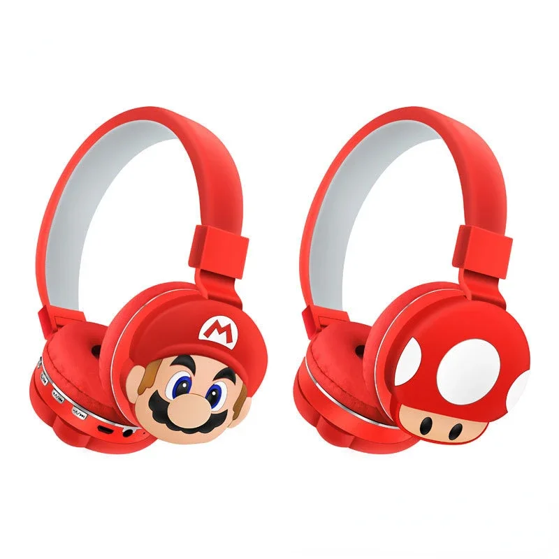 Headphone Bluetooth Nirkabel Super Mario Bros Anime 5.0 Headset Gaming Kartun Olahraga Suara Stereo Earphone Headphone Kebugaran