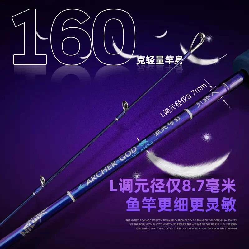 2023 New NILURE Solid/Tubular Slow Jigging Rod 1.9M Full Parts Lighte Jigging  Spinning/Casting Boat Rod Ocean Fishing Rod