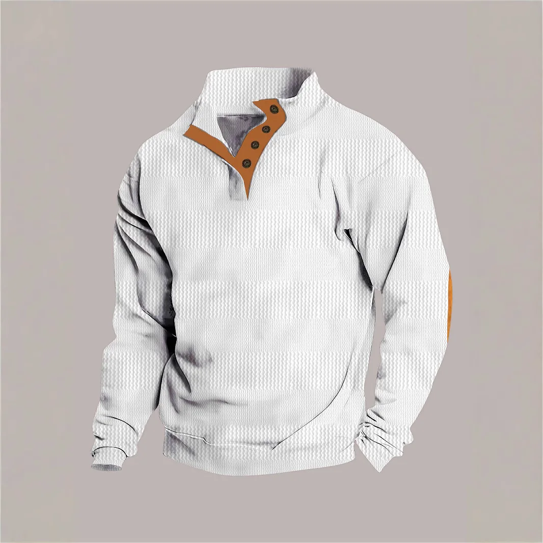 

European and American Ins Cross-Border Amazon Men's Long-Sleeve Jacquard Sweatshirt Fleece-Lined Warm Tactical Training Pullover