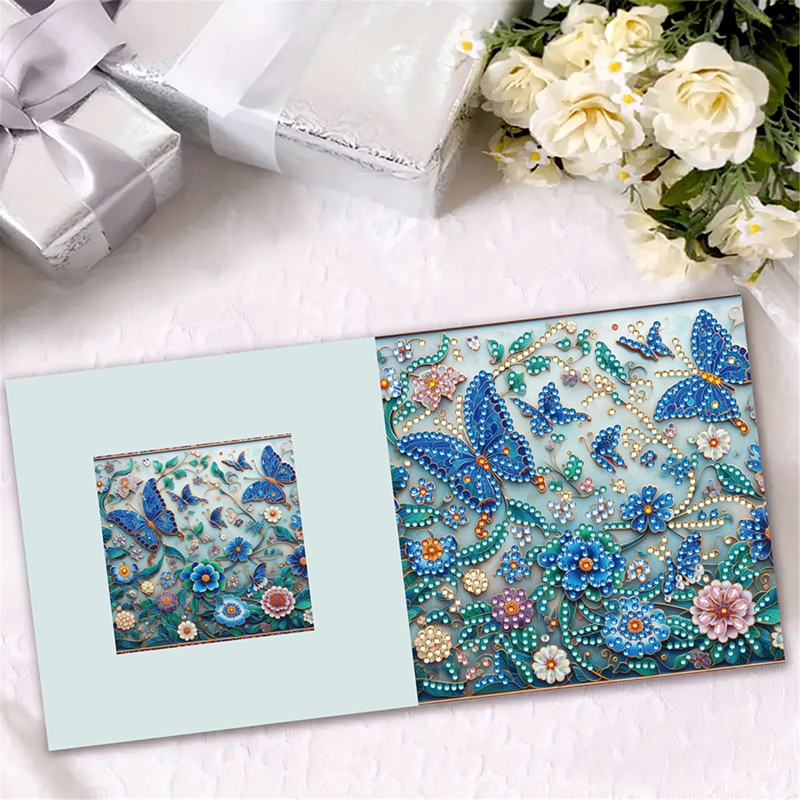 6pcs DIY Rhinestone Diamond Art Mosaic Postcards Diamond Art Greeting Cards Creative Birthday & Thanksgiving Card Kit