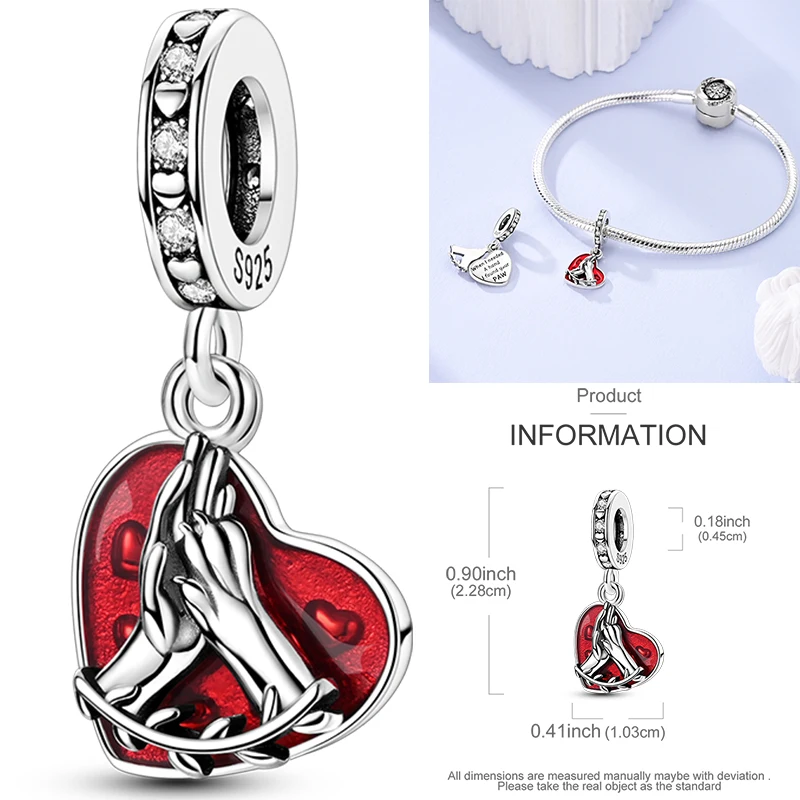 925 Sterling Silber Liebesherz-Charm-Perlen Paar Romantisch Passend für Original-Armband Valentinstag Jahrestag DIY Damenschmuck – Detail 32