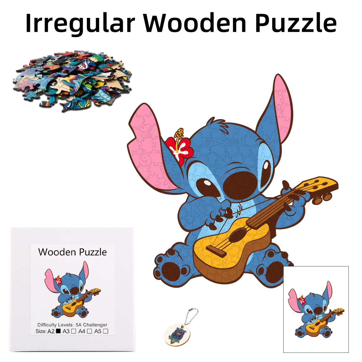 

Disney Alien Stitch Playing The Pipa jigsaw Wooden Puzzle Is The Best Christmas Gift For Children Family And Friends