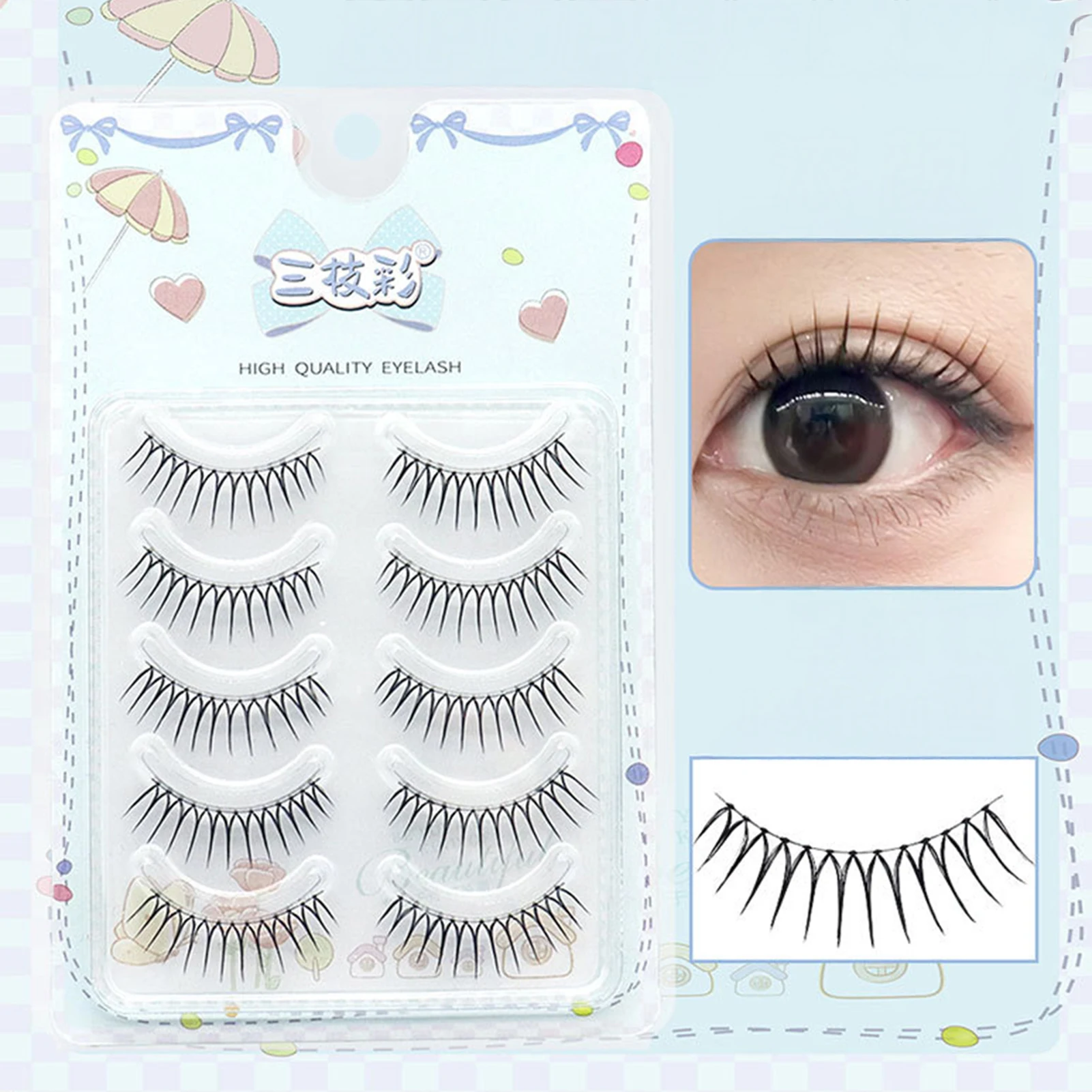 5 Paar falsche Wimpern im koreanischen Stil, volle Wimpernverlängerung für Frauen und Mädchen, natürliche tägliche Make-up-Tools