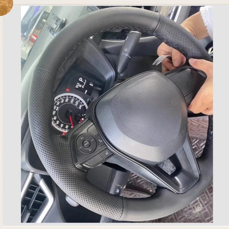 

Microfiber Leather Custom Hand Sewing Anti-slip Car Steering Wheel Cover For Toyota Avalon Camry Crown Corolla 2018-2022 RAV4