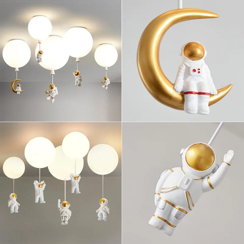 astronautas led pendurado lustre balao de luz desenhos animados quarto sala de estar decoracao corredor pingente lampadas preschooler fixtures 01