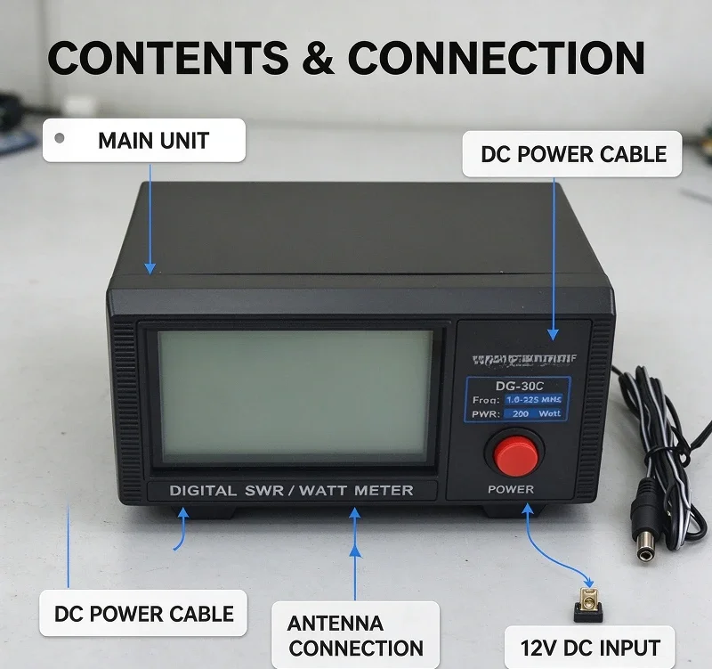 Backlit Digital VsWR Power Meter DG-503 for Antenna Coax Check 1W Min 200W 1.6-60 125-525 MHz 2PCS view 2