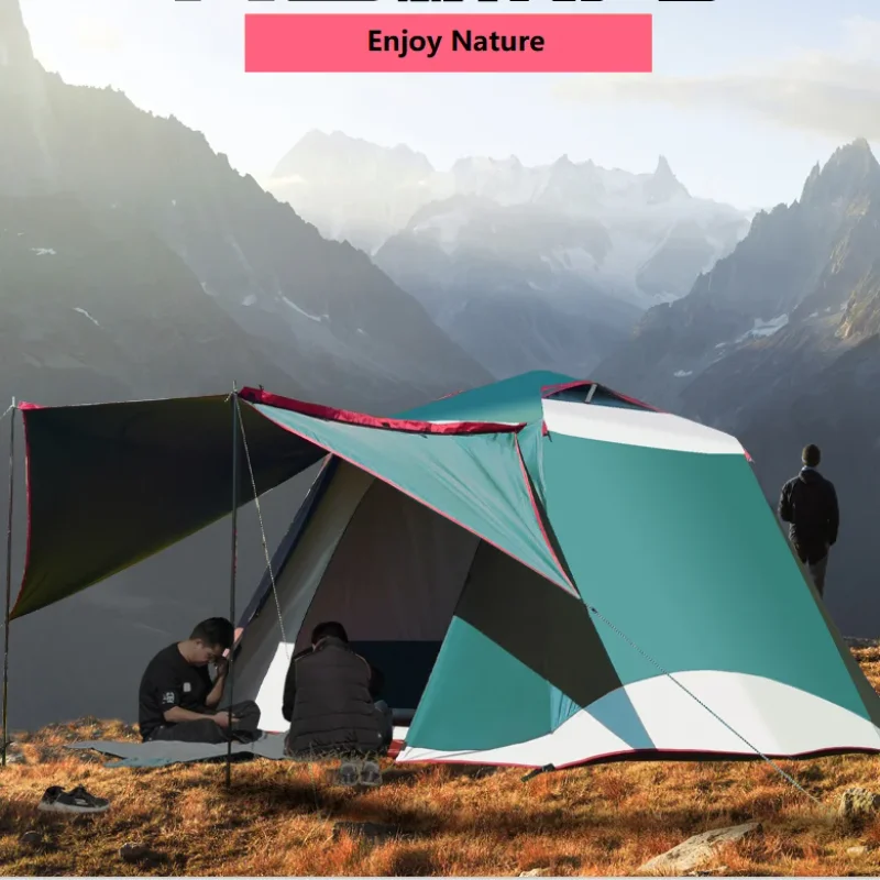 Automatic Aluminum Black Coated 5-6 Person Luxury Huge Family Waterproof Outdoor Camping Tents For Sale