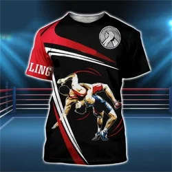 2024 Funny Print Men's T-Shirt New Wrestling Taekwondo Graphic Tshirts Casual O-Neck Short Sleeve Gym Tops Fashion Sportswear