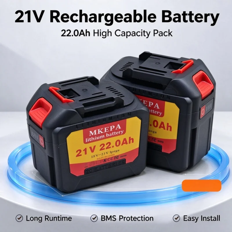 21V 22Ah High Capacity Rechargeable Lithium Battery Pack, 5S4P Balanced Cell Layout for Professional Use