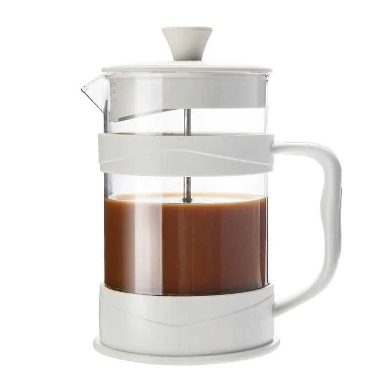 B83B-French Press Coffee Maker, White Coffee Presses Tea Makers With Borosilicate Glass Cold And Hot Brew Coffee