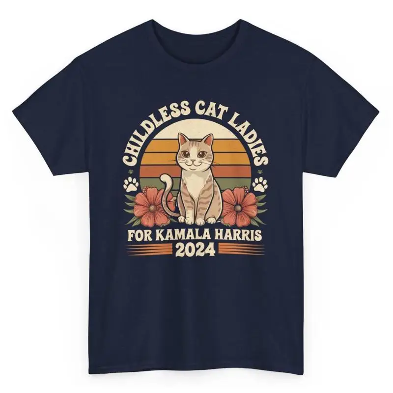 Vintage Childless Cat Ladies For Kamala Harris Funny T Shirt Vote 2024