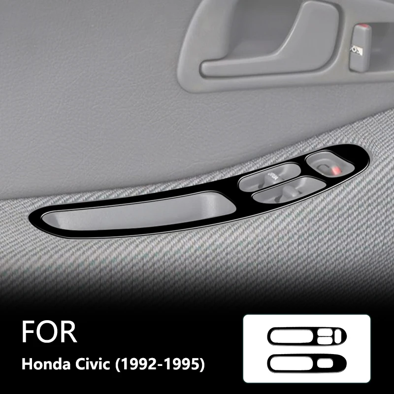 

For Honda Civic 1992 1993 1994 1995 Window Control Panel Brand New ABS Gloss Black Safeguard Stickers Car Interior Accessories