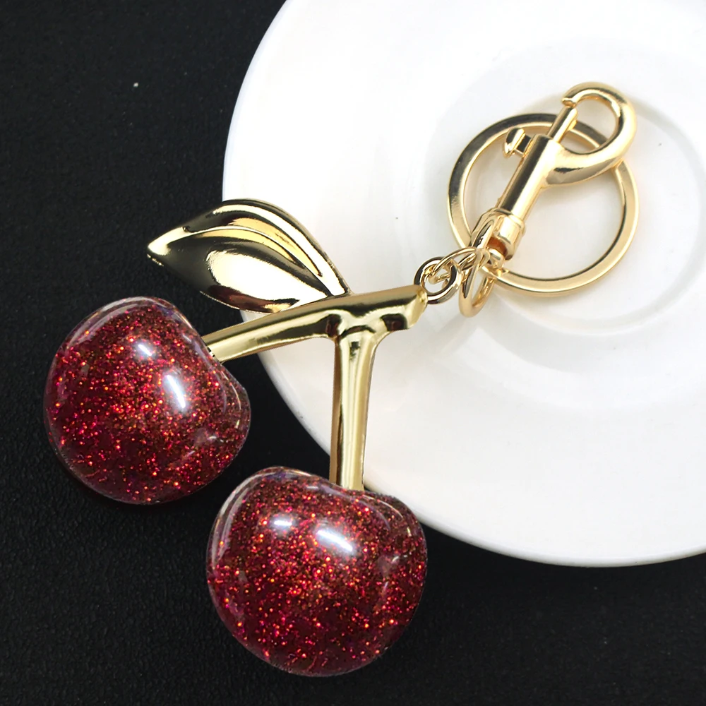 Delicious Red Fruit Crystal Cherry Pendant Keychain Suitable for Coach Bags Women's Handbags Shoulder bags Jewelry Earrings Gift