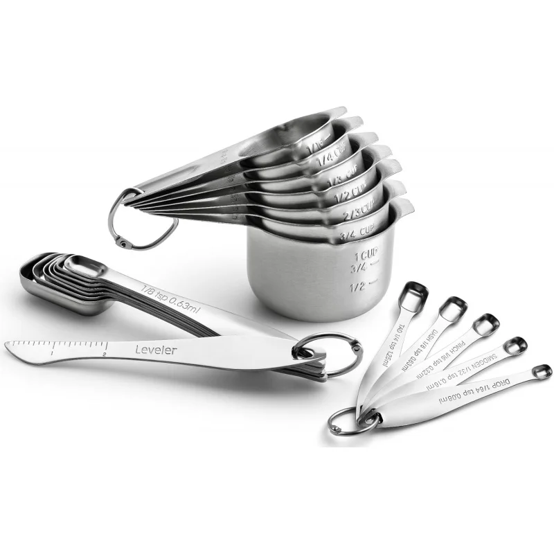 

Превосходное измерительное решение: набор из 20 предметов Spring Chef с выравнивателем — каждая чашка и ложка, хранилище в одной чашке