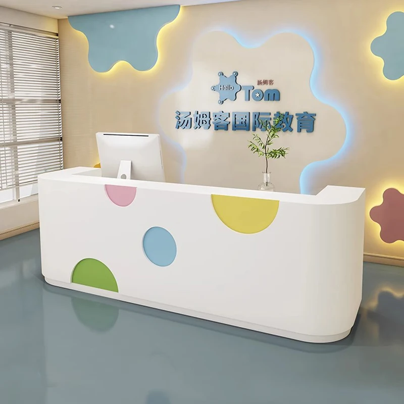 QT-53 Modern Reception Desk Set for Office Hotel School-Wood Material Customizable Sizes
