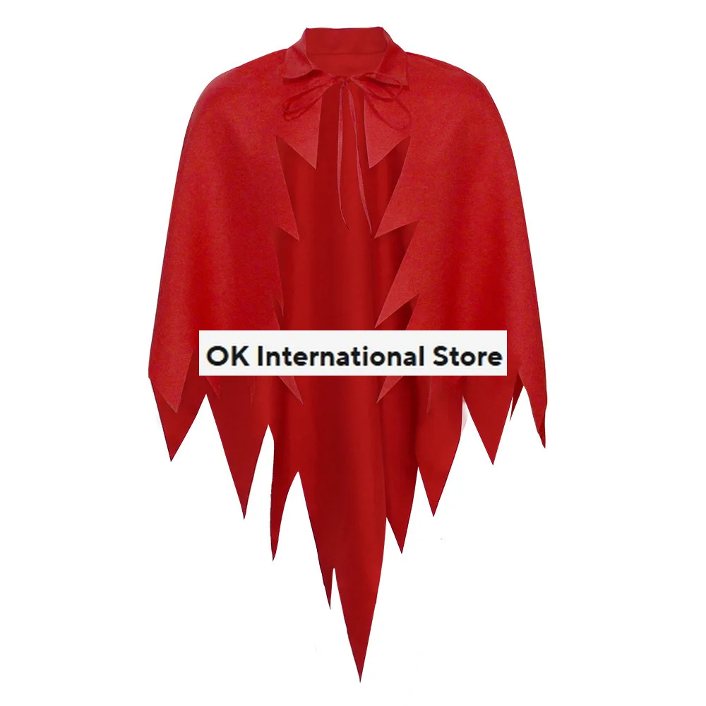 Halloween Cloak Cosplay Costume Irregular Hem Dovetail Style Red Shawl Adult Man Woman Christmas Carnival Suit