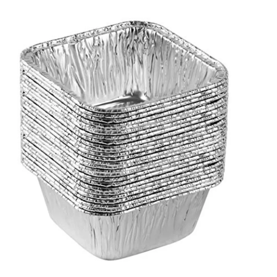 

Disposable 4.'' X 4. X 2'' Square Aluminum Tin Foil Baking Pans Bakeware - Cookware Perfect for Baking Cakes, Brownies, Bread,
