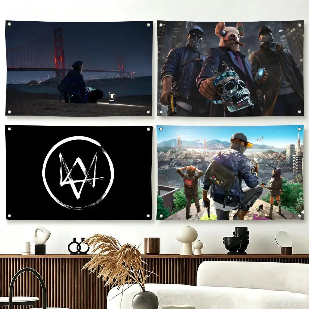 Open World Game W-Watch Dogs Flags  For Living Room Home Dorm Decor Wall Outdoor Camping Party Banner Gifts
