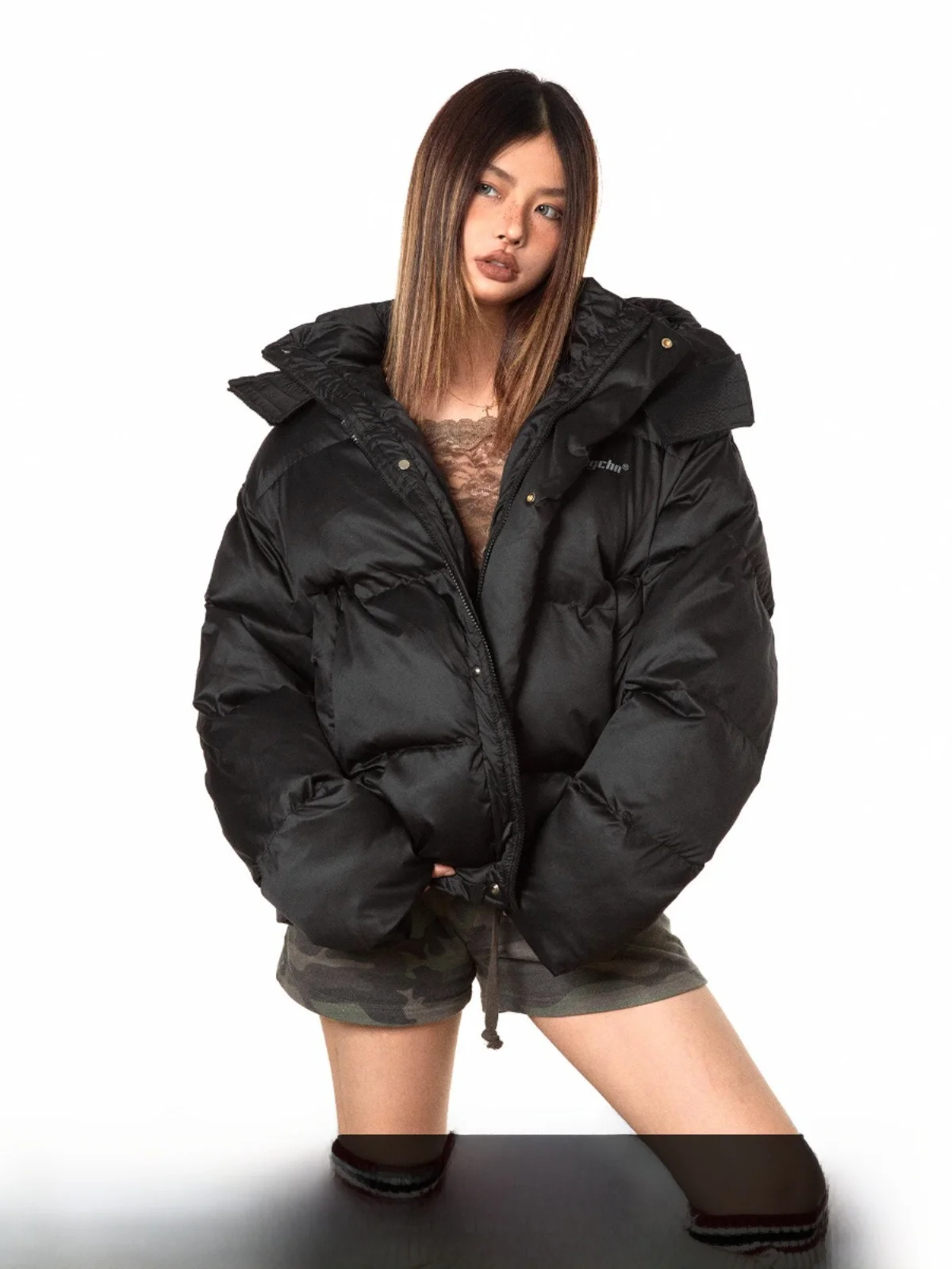 

Blabb American High Street Thiened Хлопковое джето с капюшоном Bread ex Теплое хлопковое пальто Верхняя одежда Осень Зима Модно