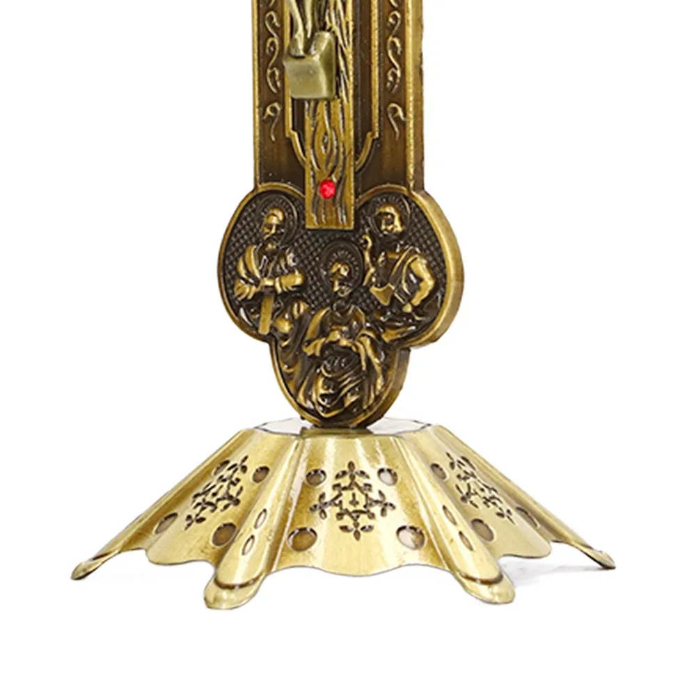 2pcs Zinc Alloy Metal Table Cross Bronze 8-Inch Height Religious Wall Decor Inlaid Decorative Metal Cross Car Dashboard Decor