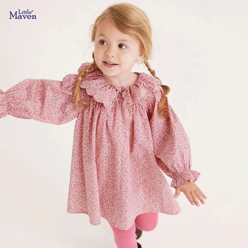 Long Sleeve Girls Dresses Cotton Lace Kids Dresses Fall Cute Kids Dresses