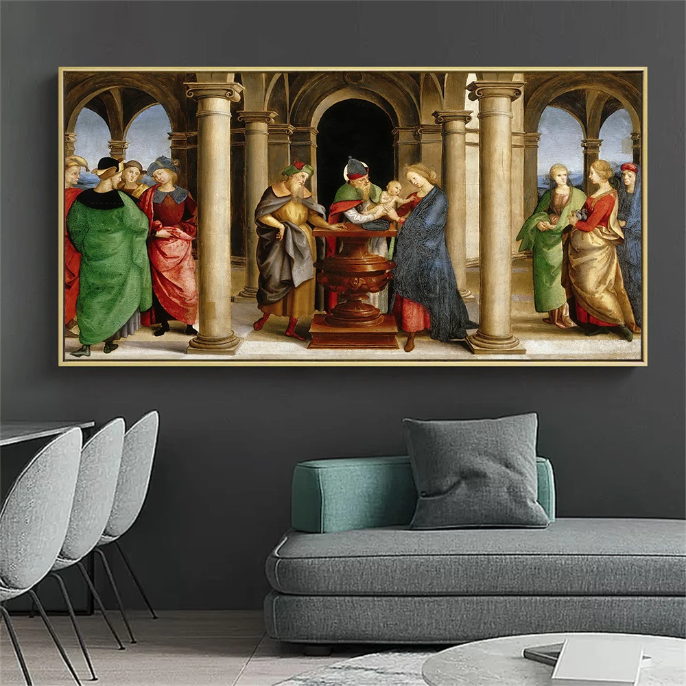 1pc frameless Canvas Painting Presentation in the Temple Retro Oil Painting Prints Canvas Painting Oddi altarpiece Art Prints Ho