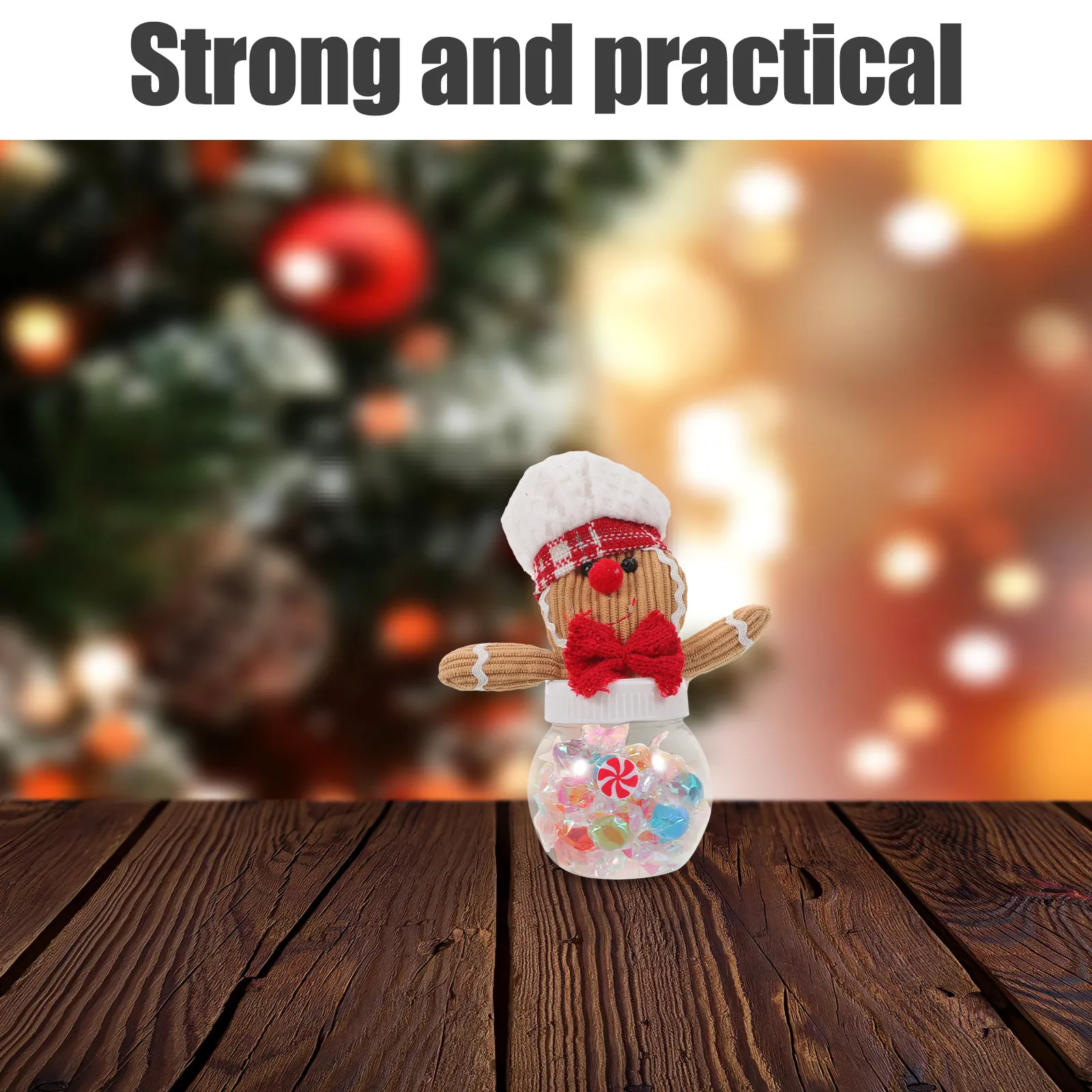 2Pcs Christmas Candy Jars Gingerbread Container Xmas Storage Jar for Sweets Biscuit Presents Gingerbread Man Container