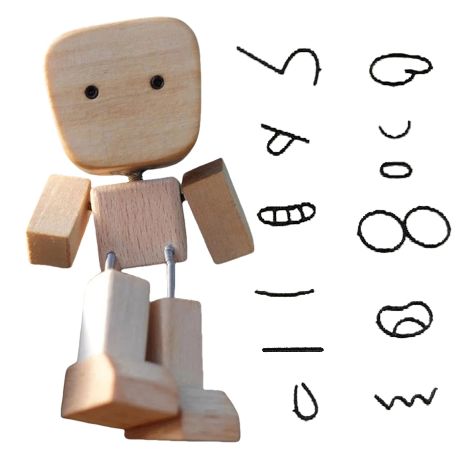 

Mini Shaking Wooden Man Figurine Car Decoration Small Ornaments Leg-swinging Robot Figurine Cute Wood Man Car Good Cute Gift