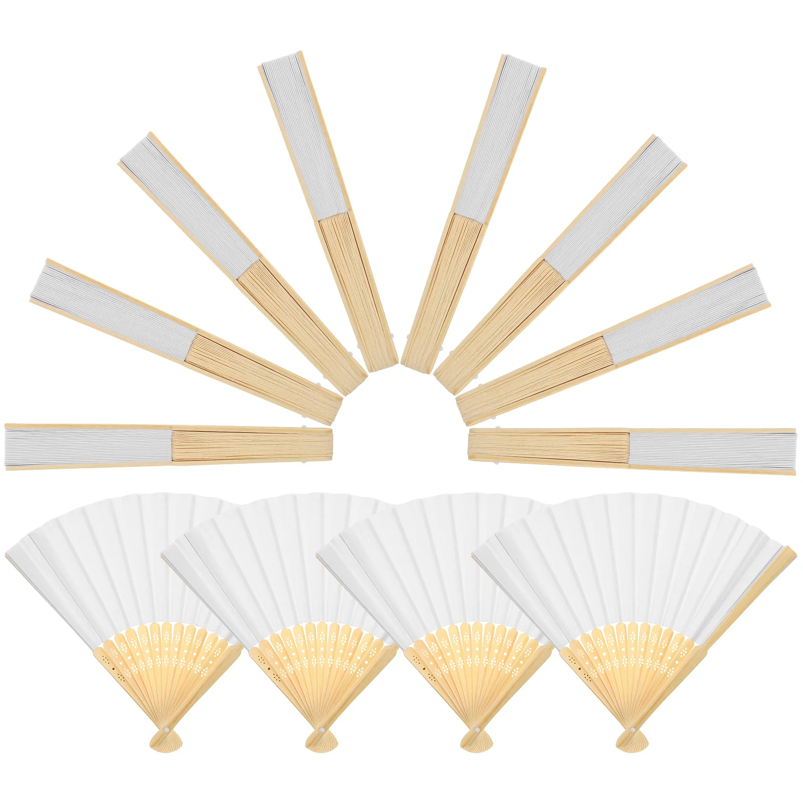 

12pcs Chinese Handheld Folding Portable Blank Hand For Women Decorative Performance Dance Summer Travel Ornamental Fan