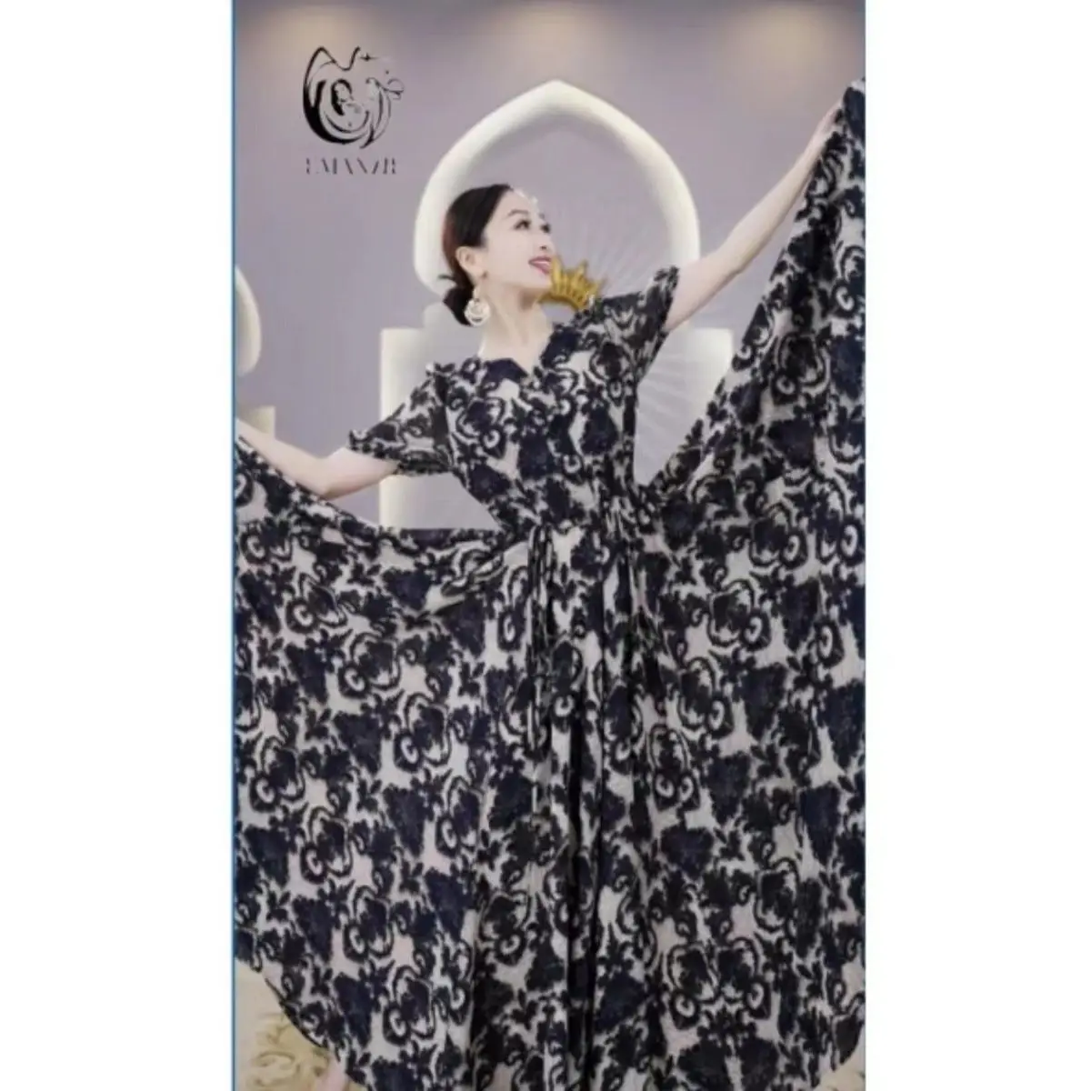 A6030 Exotic Indian Dance, Xinjiang Dance, High Grade Printed Temperament, Ethnic Characteristics, Thin Style, Slimming Large