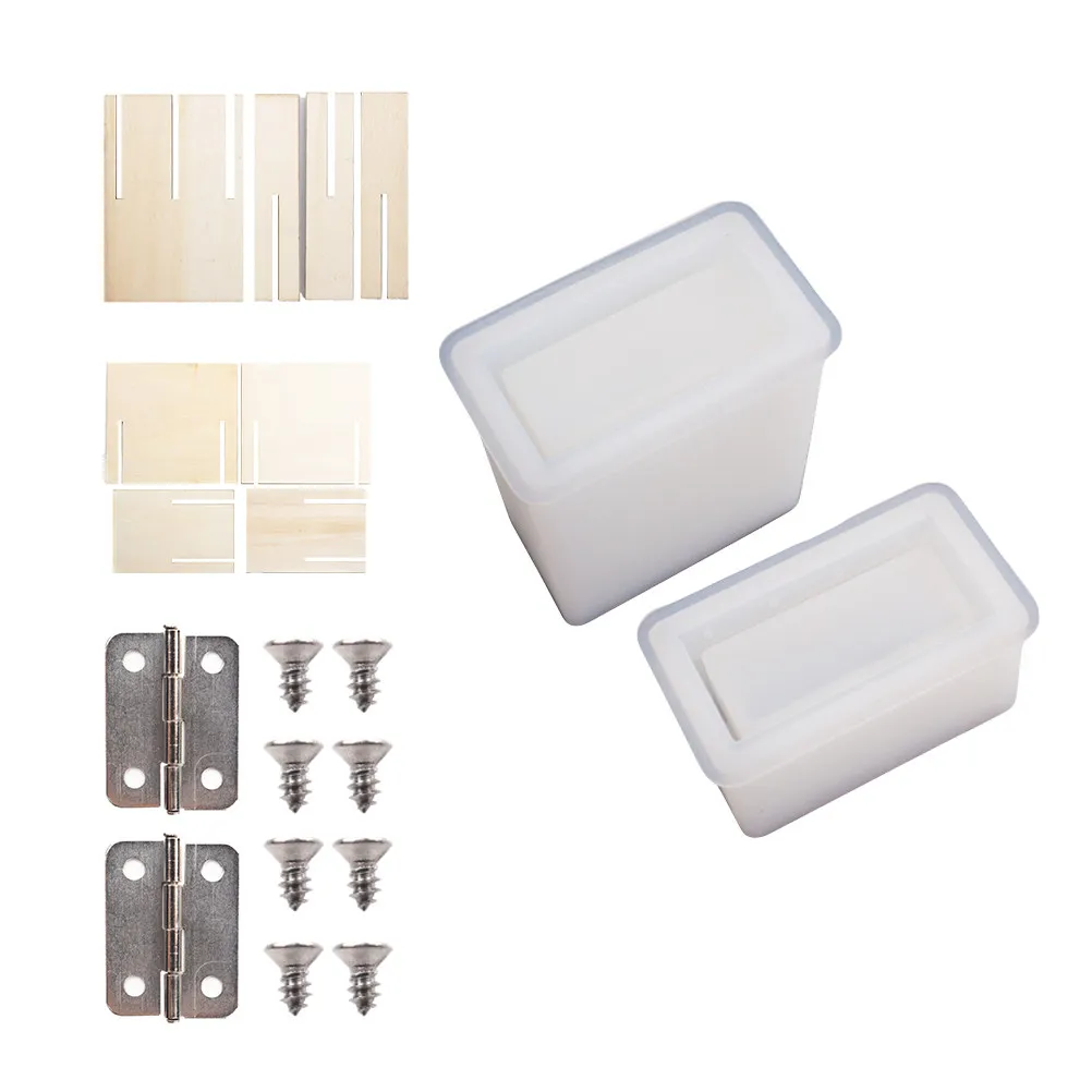 Square Shape Silicone Resin Molds Cigarette Box Making Kit Easy Release Clean with Soap Water for Resin Art Home Decor