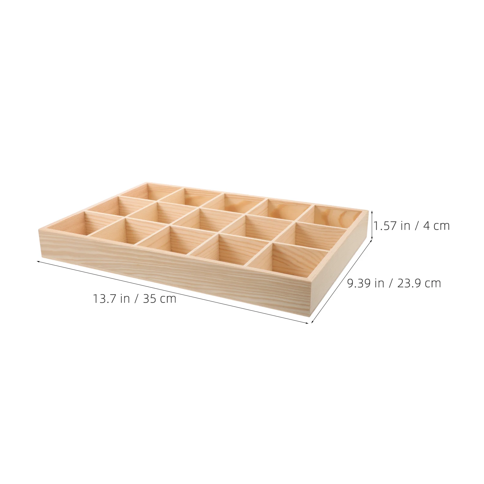 Wood Jewelry Organizer Box 15 Compartments Storage Tray for Rings Earrings Bracelets Small Parts Organizer Neat