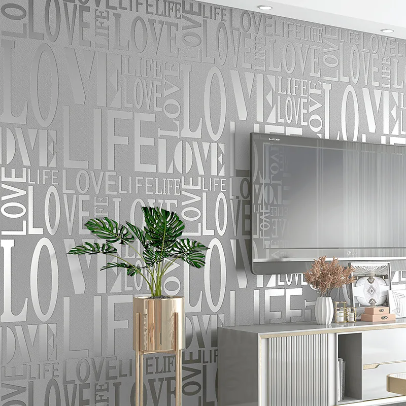 English Letter Wallpaper Clothing Store Modern Minimalist Personalized Fashion Background Wallpaper Living Room Home Decor
