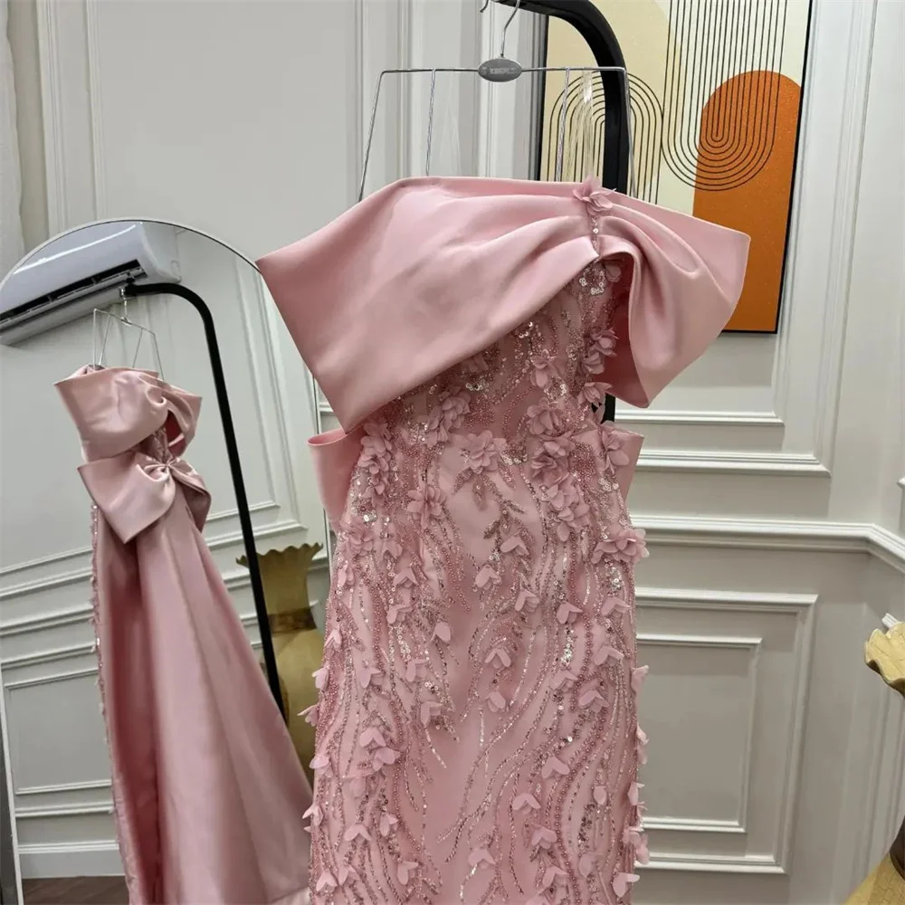 Customized Evening Dress Prom Saudi Arabia Bateau Column Floor Length Skirts Applique Bespoke Occasion Dresses Dearin Ye Formal