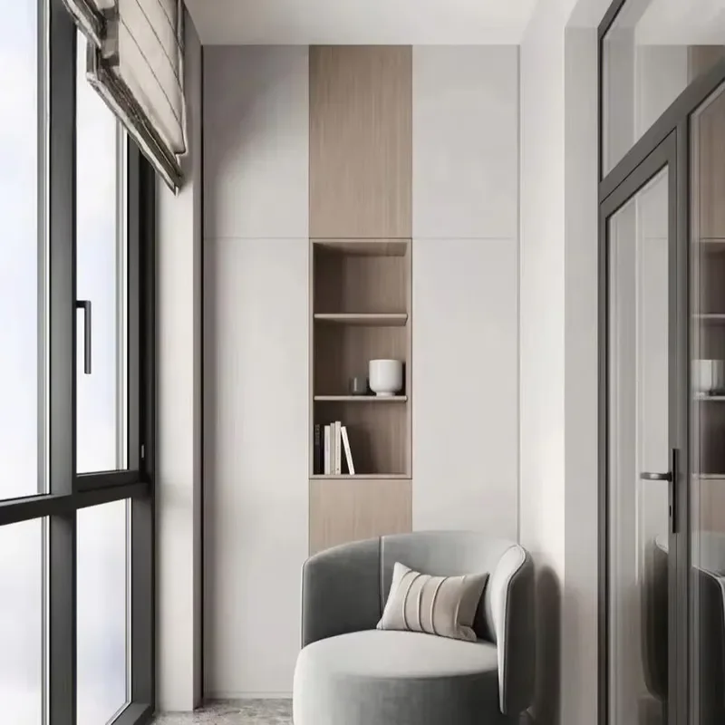 Modern 4-Door Balcony Storage Cabinet with Wood Panel for Home Office Dining Living Room Bedroom Bathroom Closet Use 3