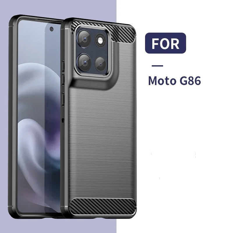 Funda para Moto G86, Carcasa Motorola Moto G86 Power, Protector de Fibra de Carbono, Antigolpes, TPU Suave, Fundas para Moto G86 G 86