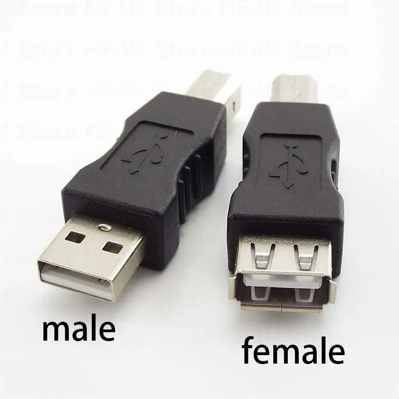 2pcs USB 2.0 Type A Female to Type B Male plug adaptor USB Printer Scanner Adapter Data Sync Coupler Converter Connector B4