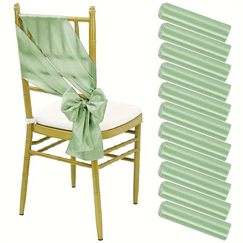 Wholesale 10/50pcs Satin Chair Sashes Bow Wedding Chair Knot Ribbon Ties For Party Event Hotel Banquet Supplies Home Decorations