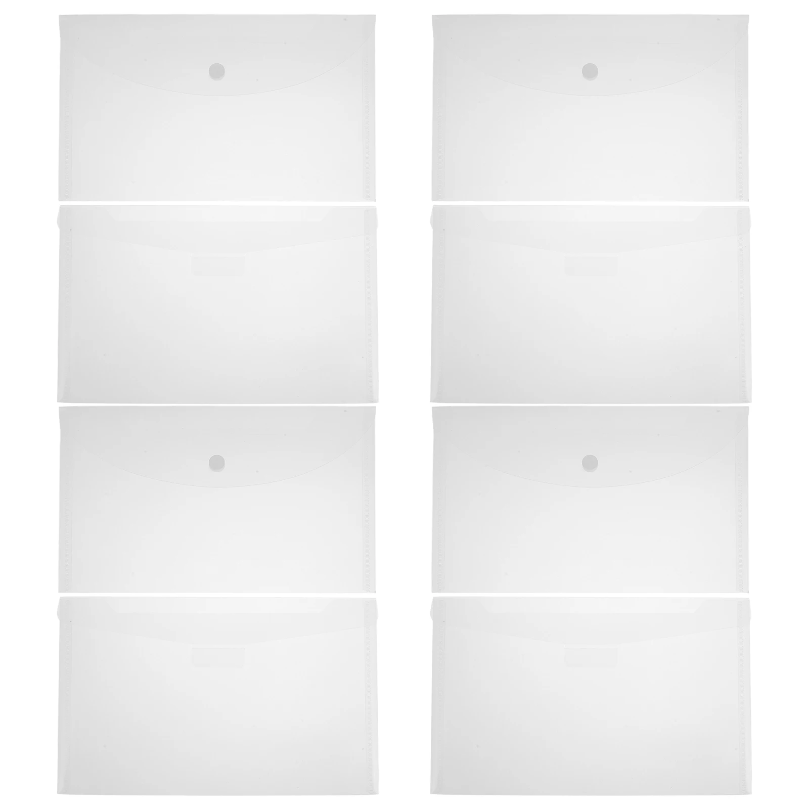

8pcs Transparent Storage Bags Documents Envelopes Thick Plastic Document Holders Receipt Organizer Snap Button File Folders