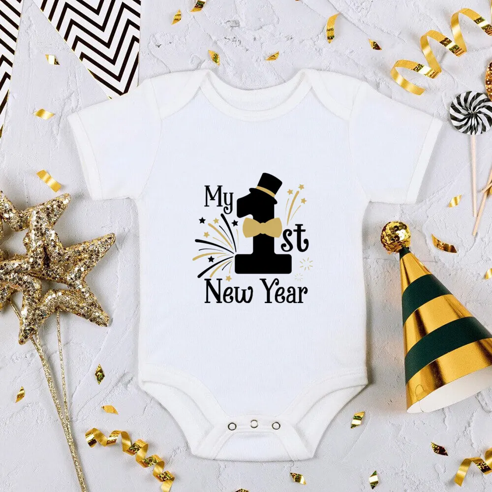 My 1st New Year Newborn Baby Rompers Short Sleeve Infant Jumpsuit It\'s My 1st New Year Baby Boys Girls New Year Ropa Clothes