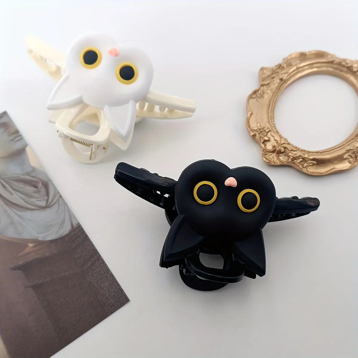 قطعة واحدة من مشبك شعر كبير بلون موحد - قطة لطيفة - مخالب بلاستيكية على شكل حيوان عصري - إكسسوارات شعر تحت عنوان